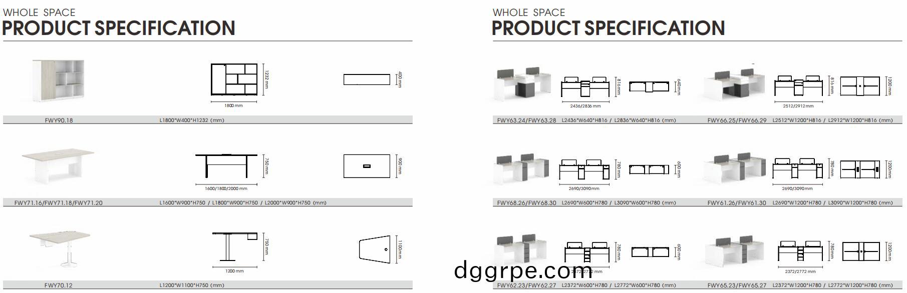 维易系列FWY40会议桌尺寸图