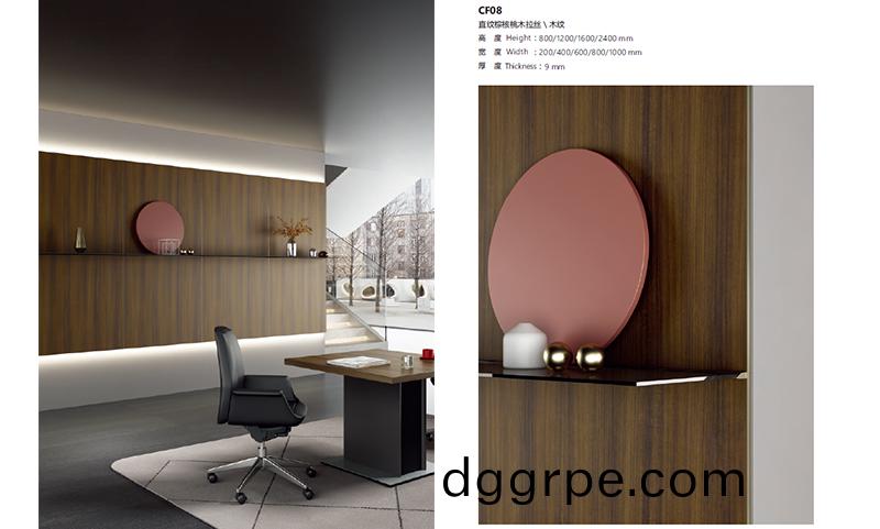 落差灯光款墙板效直纹棕核桃木拉丝