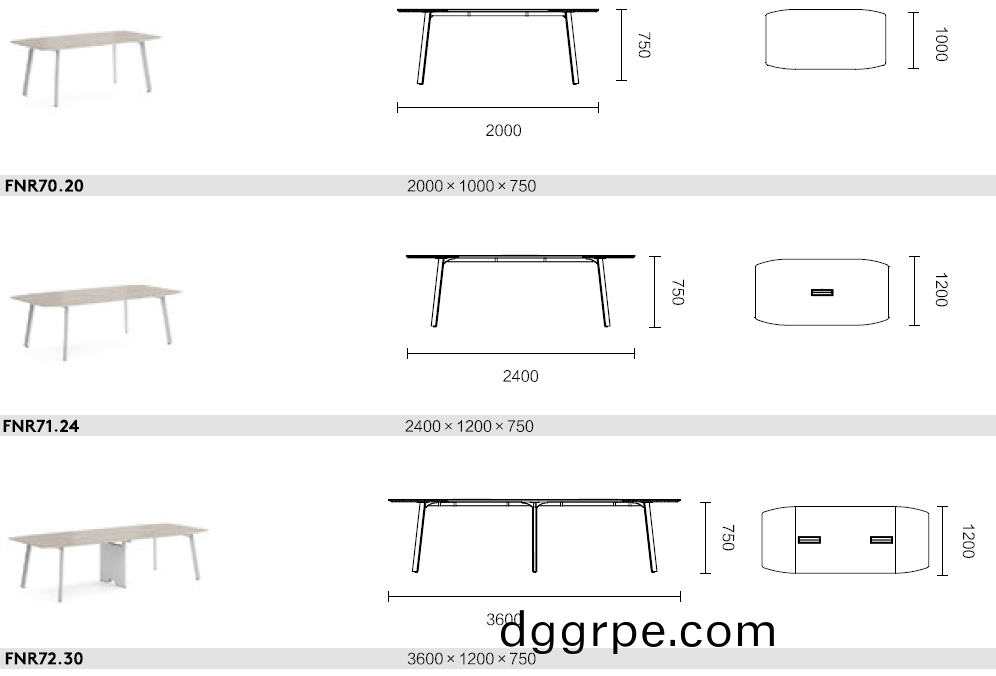 诺然系列板式会议桌尺寸图
